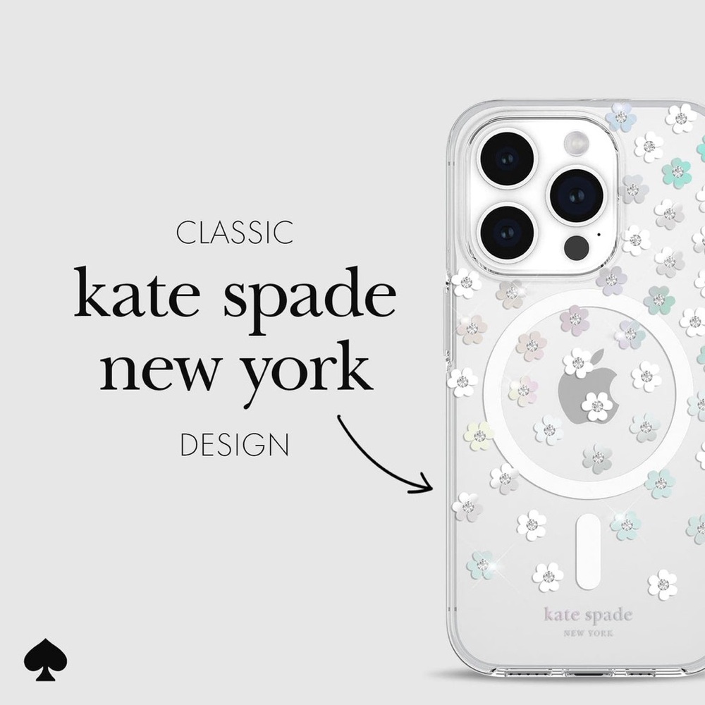 Kate Spade New York IPhone 15 Case holographic flower glitter design 🎀🌸